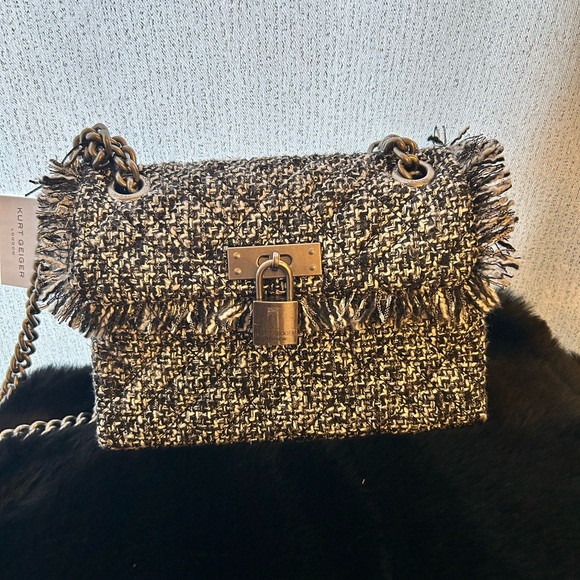 Kurt Geiger Handbags - Kurt Geiger Black and White Tweed Shoulder Bag
